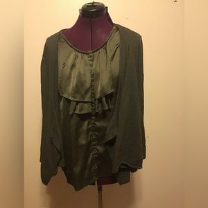 Olive Green Blouse Sweater Combo Apt. 9 size 2X